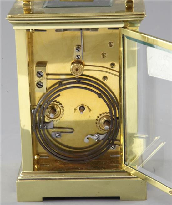 An Edwardian lacquered brass carriage clock, 14.5cm